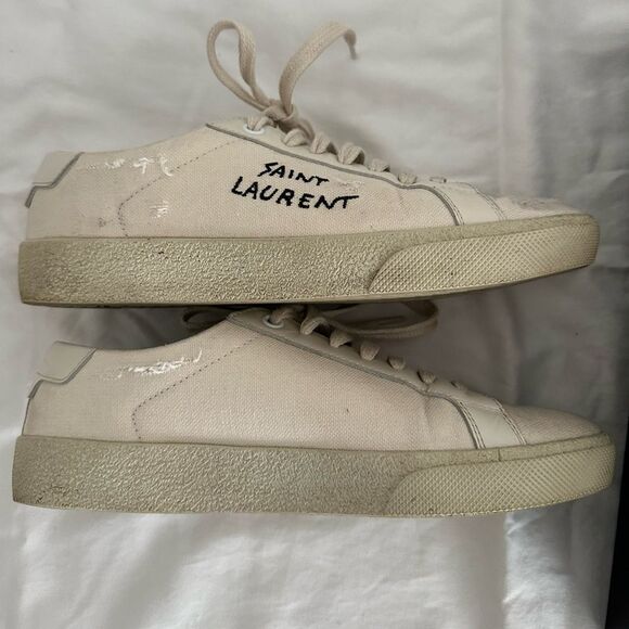SAINT LAURENT COURT CLASSIC SL/06 EMBROIDERED SNEAKERS IN CANVAS AND LEATHER - Picture 7 of 14
